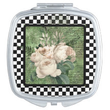 Vintage White Roses & Chequerboard 