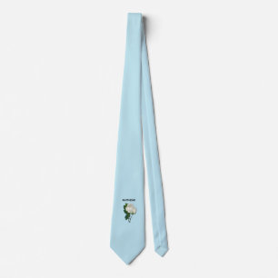Vintage white roses custom name on blue tie