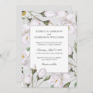 Vintage White Roses Invitation