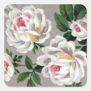 Vintage White Roses on Grey - Sticker