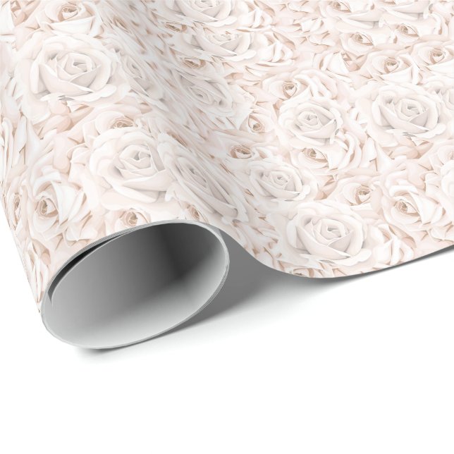 Vintage White Roses Wrapping Paper (Roll Corner)