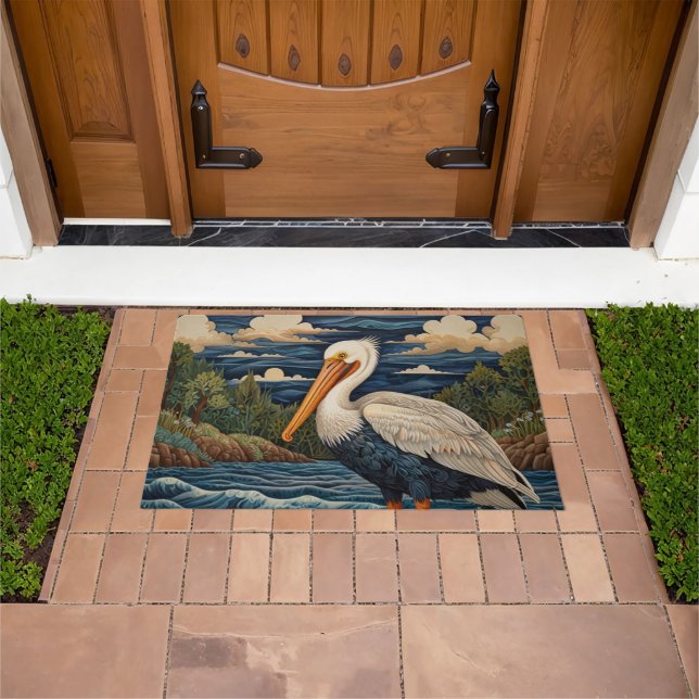 Vintage white sea bird seagull pelican doormat (Outdoor)