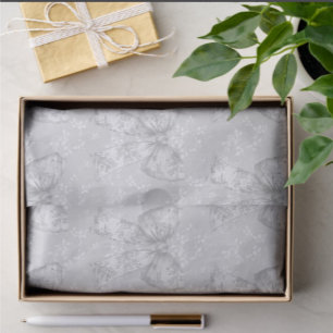 Vintage White Silver Grey Floral Toile Bows  Tissue Paper