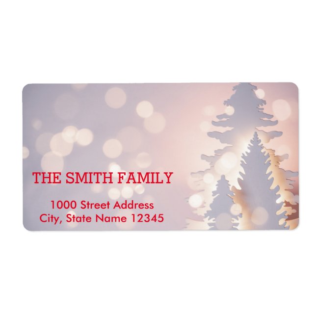 Vintage White Snow Glitter Christmas Holiday Label (Front)