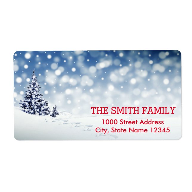 Vintage White Snow Glitter Christmas Tree Holiday (Front)