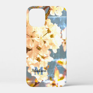 Vintage White spring flower blossom Monogram Case- iPhone 12 Mini Case
