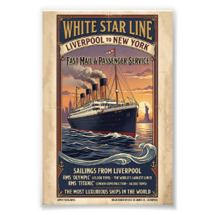 Vintage White Star Line Olympic & Titanic Poster