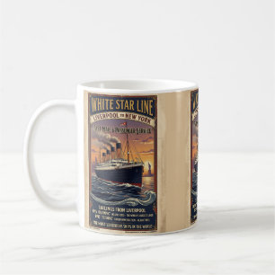 Vintage White Star Line Olympic & Titanic Poster Coffee Mug