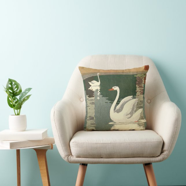 Vintage White Swans Kids Bedroom Cushion (Chair)