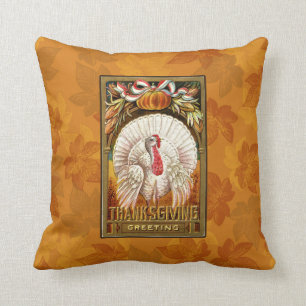 Vintage White Thanksgiving Turkey Cushion