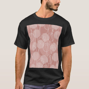 Vintage White Tulips Pink Background T-Shirt