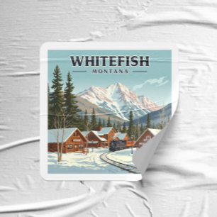 Vintage Whitefish Montana Square Sticker