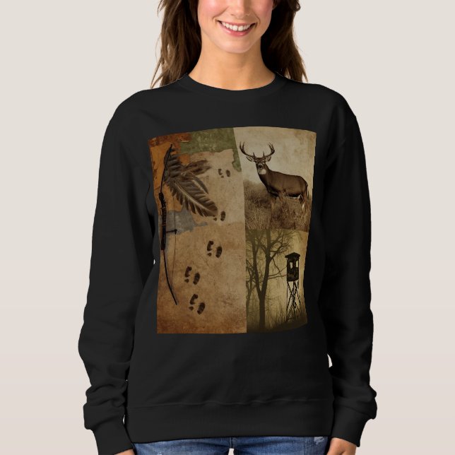 Vintage Whitetail Deer Bow Hunting Sweatshirt (Front)