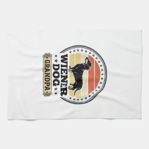 Vintage Wiener Dog Grandpa Dachshund Shirt Design_ Tea Towel