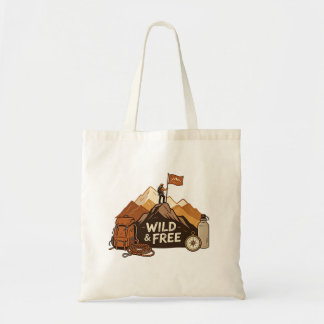 Vintage Wild and Free Mountain Hiking Tote Bag