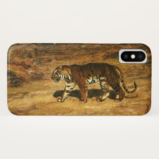 Vintage Wild Animal, Bengal Tiger Roaming Plains iPhone X Case
