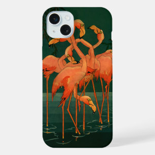 Vintage Wild Animal Birds, Tropical Pink Flamingos iPhone Case