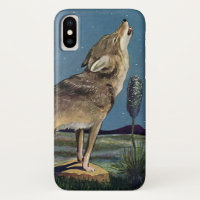 Vintage Wild Animal, Wolf Howling at the Moon