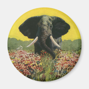 Vintage Wild Animals, Cobra Snake African Elephant Magnet