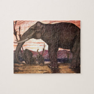 Vintage Wild Animals, Elephant by Louis Sargent Jigsaw Puzzle