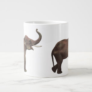 Vintage Wild Animals, Good Luck Asian Elephants Large Coffee Mug