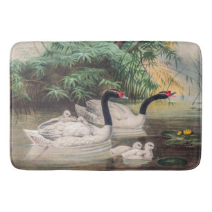 Vintage Wild Black-Necked Swan Bath Mat