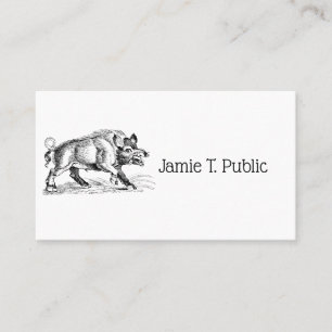 Vintage Wild Boar Drawing BW #2 Business Card