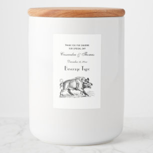 Vintage Wild Boar Drawing BW #2 Food Label