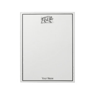 Vintage Wild Boar Drawing BW #2 Notepad