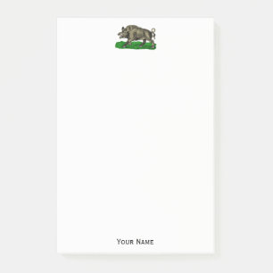 Vintage Wild Boar Drawing BW #3C Post-it Notes