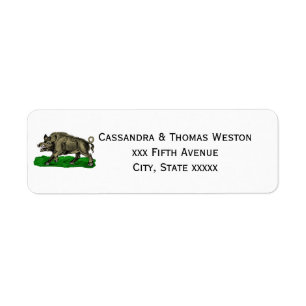 Vintage Wild Boar Drawing BW #3C Return Address Label
