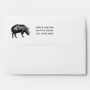 Vintage Wild Boar Drawing BW Envelopes