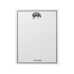 Vintage Wild Boar Drawing BW Notepad