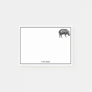 Vintage Wild Boar Drawing BW Post-it Notes