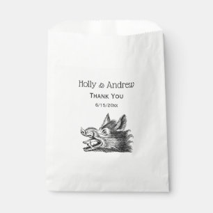 Vintage Wild Boar Head Drawing BW Favour Bag
