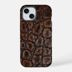 vintage wild crocodile brown alligator leather iPhone 15 case
