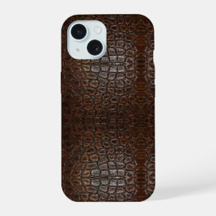 vintage wild crocodile brown alligator leather iPhone 15 case