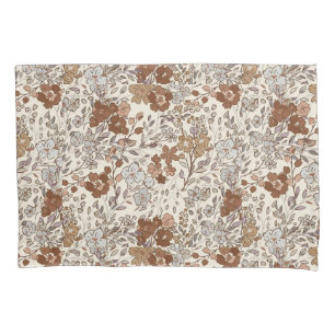 Vintage Wild Floral Brown Flower Nature Pattern Pillowcase
