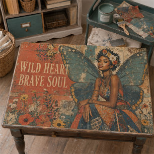 Vintage Wild Heart Butterfly Fairy Decoupage Tissue Paper