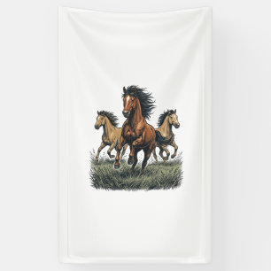Vintage Wild Horses Running Western Vector Shirt_1 Banner