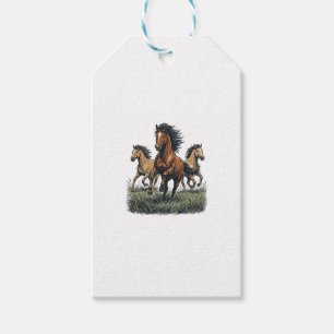 Vintage Wild Horses Running Western Vector Shirt_1 Gift Tags