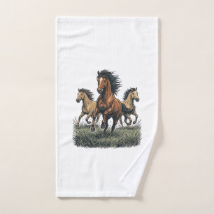 Vintage Wild Horses Running Western Vector Shirt_1 Hand Towel