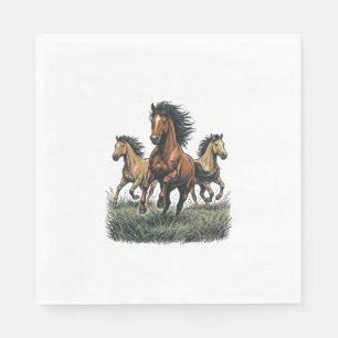 Vintage Wild Horses Running Western Vector Shirt_1 Napkin
