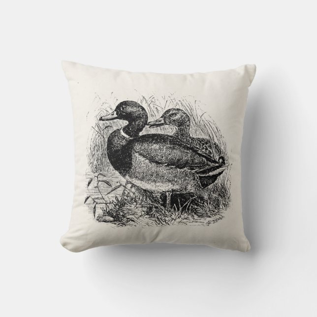 Vintage Wild Mallard Ducks Personalised Template Cushion (Front)