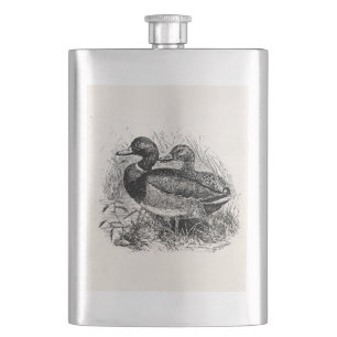 Vintage Wild Mallard Ducks Personalised Template Hip Flask