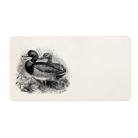 Vintage Wild Mallard Ducks Personalised Template Shipping Label