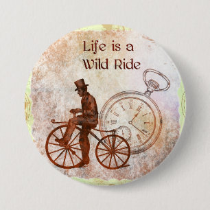 Vintage Wild Ride Steampunk Bicycle Collage 7.5 Cm Round Badge