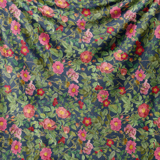 Vintage Wild Rose Fleece Blanket in Midnight Navy