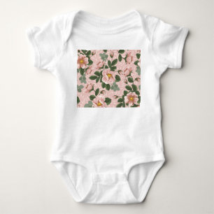 Vintage Wild Roses: Floral Background Baby Bodysuit