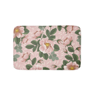 Vintage Wild Roses: Floral Background Bath Mat